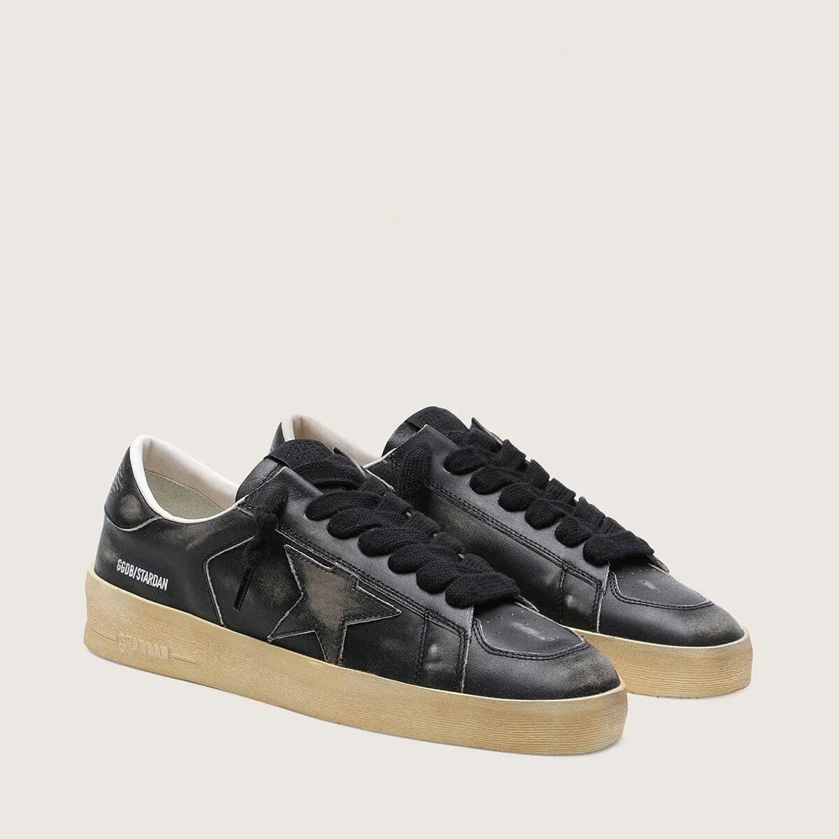Golden Goose Stardan In Black Leather With Black Leather Star And Heel Tab Golden Goose Stardan In Black Leather With Black Leather Star And Heel Tab