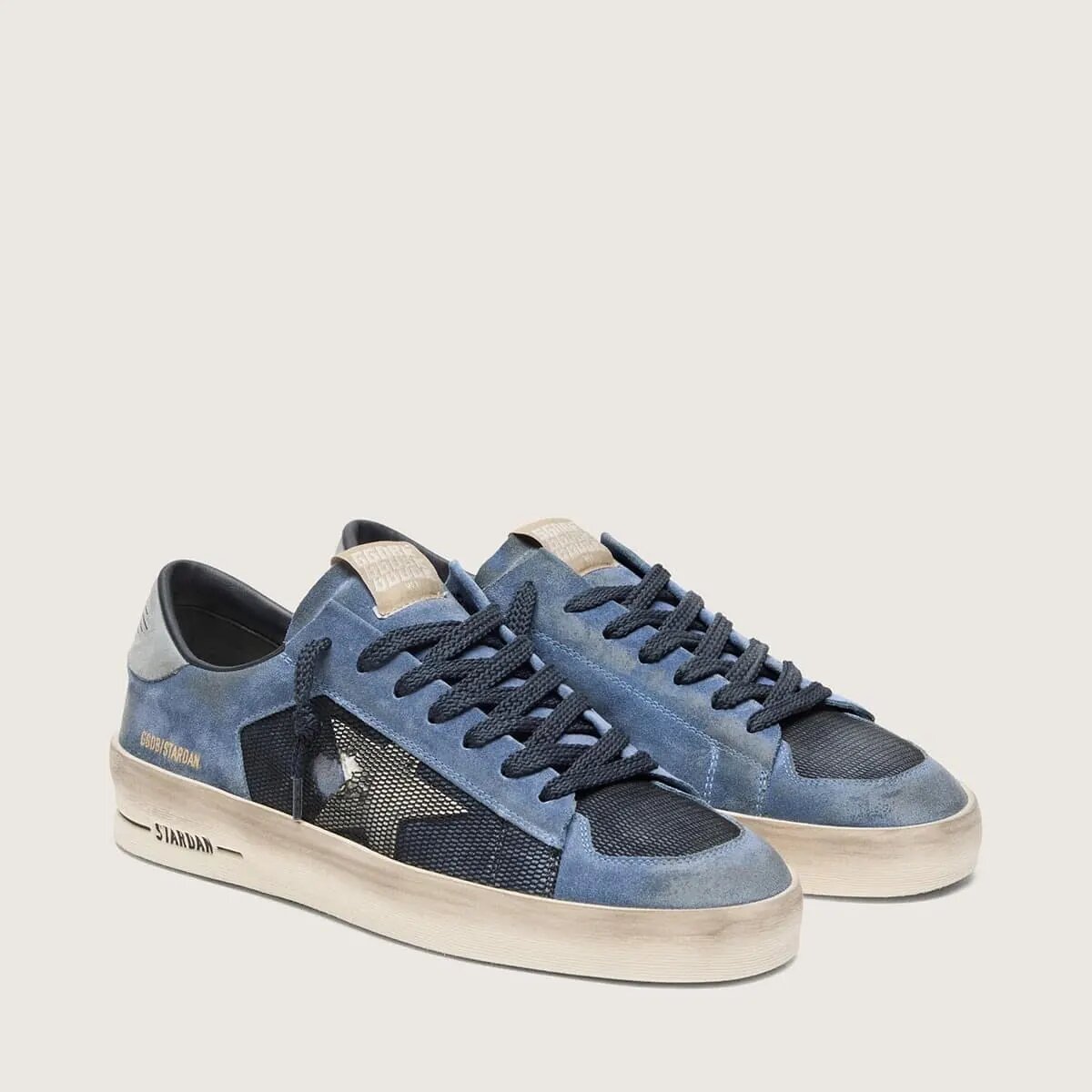 Golden Goose Stardan In Blue Suede With White Star Golden Goose Stardan In Blue Suede With White Star