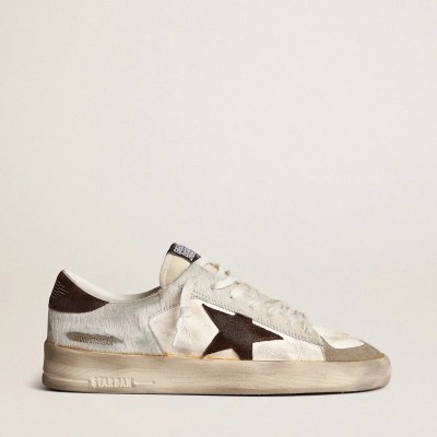 Golden Goose Stardan In Nappa And Pony Skin With Brown Suede Star Golden Goose Stardan In Nappa And Pony Skin With Brown Suede Star