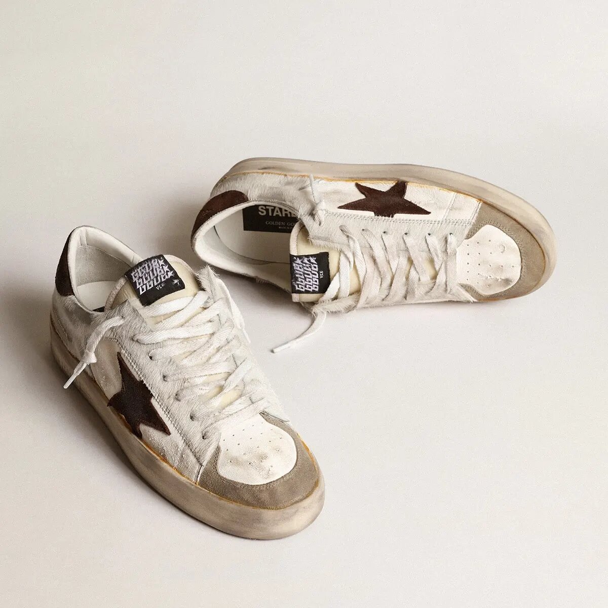 Golden Goose Stardan In Nappa And Pony Skin With Brown Suede Star Golden Goose Stardan In Nappa And Pony Skin With Brown Suede Star
