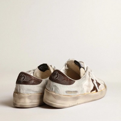 Golden Goose Stardan In Nappa And Pony Skin With Brown Suede Star Golden Goose Stardan In Nappa And Pony Skin With Brown Suede Star