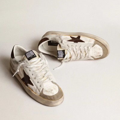 Golden Goose Stardan In Nappa And Pony Skin With Brown Suede Star Golden Goose Stardan In Nappa And Pony Skin With Brown Suede Star