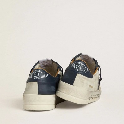 Golden Goose Stardan In Nubuck With Metallic Leather Star And Blue Nappa Heel Tab Golden Goose Stardan In Nubuck With Metallic Leather Star And Blue Nappa Heel Tab