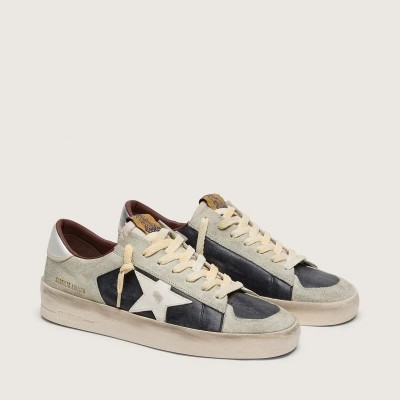 Golden Goose Stardan In Suede And Leather With Leather Star And Metallic Heel Tab Golden Goose Stardan In Suede And Leather With Leather Star And Metallic Heel Tab