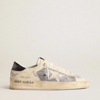 Golden Goose Stardan In White Leather And Mesh With White Leather Star Golden Goose Stardan In White Leather And Mesh With White Leather Star