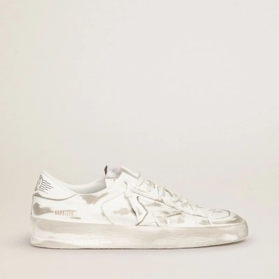 Golden Goose Stardan In White Leather With White Leather Star And Heel Tab Golden Goose Stardan In White Leather With White Leather Star And Heel Tab