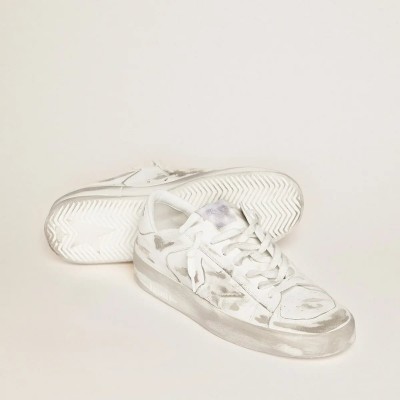 Golden Goose Stardan In White Leather With White Leather Star And Heel Tab Golden Goose Stardan In White Leather With White Leather Star And Heel Tab