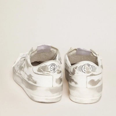 Golden Goose Stardan In White Leather With White Leather Star And Heel Tab Golden Goose Stardan In White Leather With White Leather Star And Heel Tab