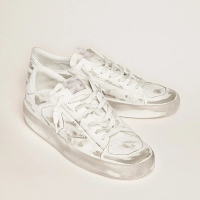 Golden Goose Stardan In White Leather With White Leather Star And Heel Tab Golden Goose Stardan In White Leather With White Leather Star And Heel Tab