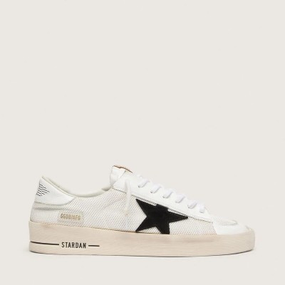 Golden Goose Stardan In White Mesh With Black Suede Star Golden Goose Stardan In White Mesh With Black Suede Star