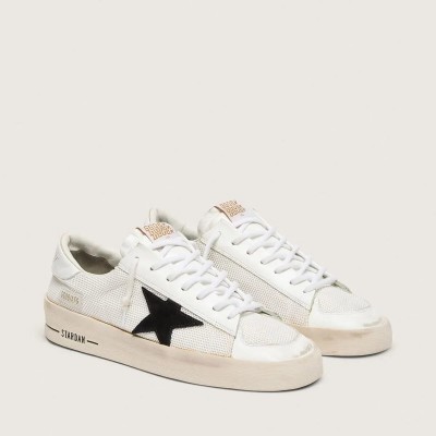Golden Goose Stardan In White Mesh With Black Suede Star Golden Goose Stardan In White Mesh With Black Suede Star