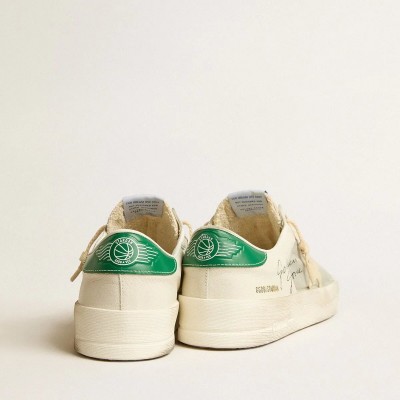 Golden Goose Stardan In White Nappa Leather With Cream-Colored Leather Star Golden Goose Stardan In White Nappa Leather With Cream-Colored Leather Star