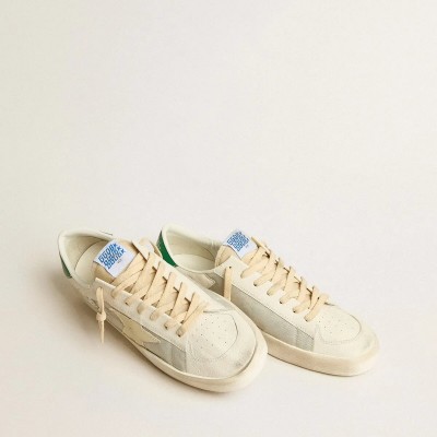 Golden Goose Stardan In White Nappa Leather With Cream-Colored Leather Star Golden Goose Stardan In White Nappa Leather With Cream-Colored Leather Star