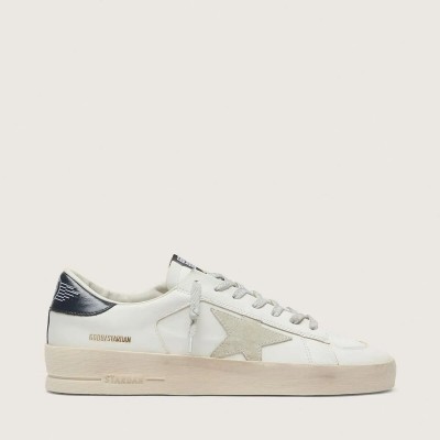 Golden Goose Stardan With Star In Ice-Gray Suede And Blu-Navy Heel Tab Golden Goose Stardan With Star In Ice-Gray Suede And Blu-Navy Heel Tab