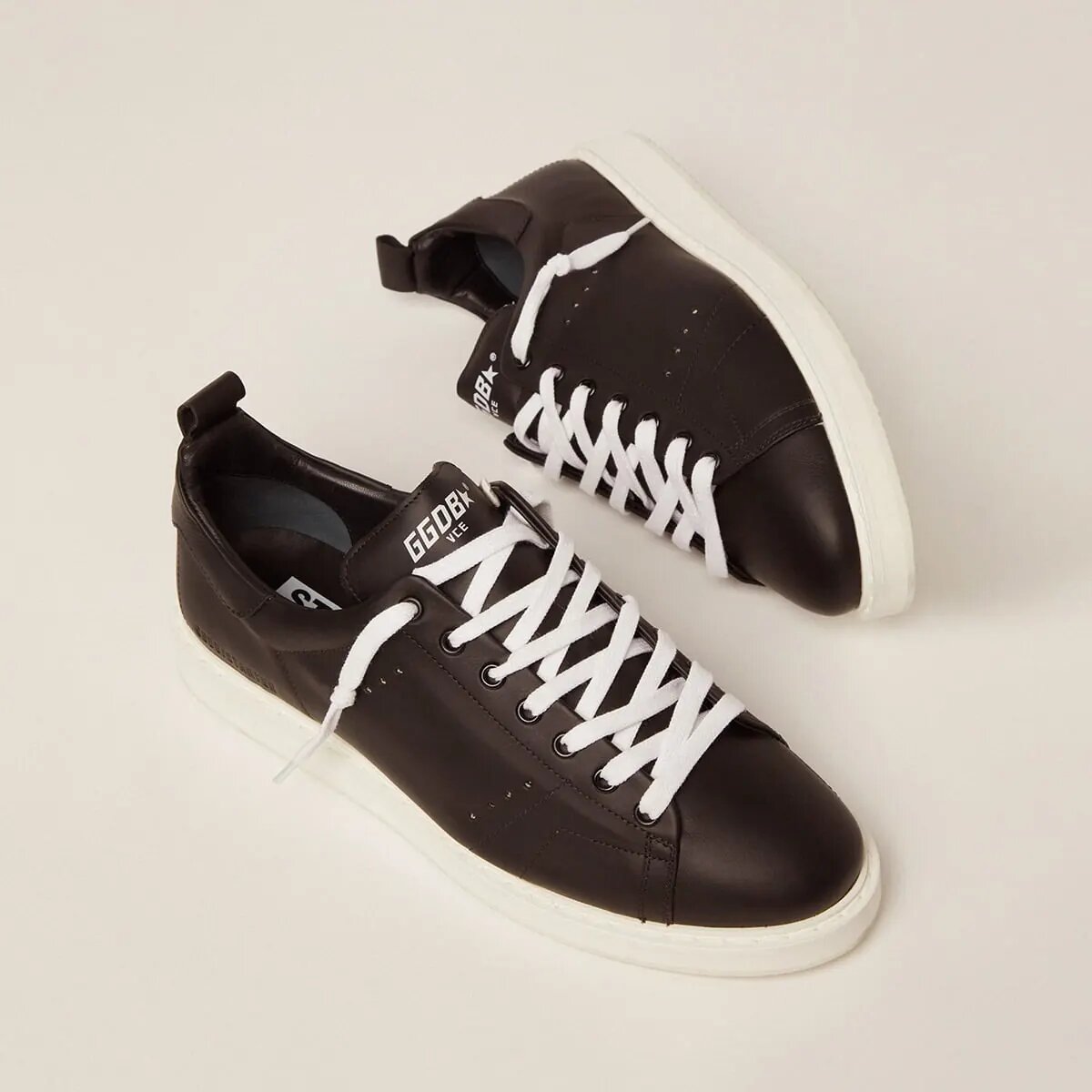 Golden Goose Starter In Leather With Star Printed On The Heel Tab Golden Goose Starter In Leather With Star Printed On The Heel Tab