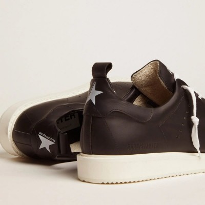 Golden Goose Starter In Leather With Star Printed On The Heel Tab Golden Goose Starter In Leather With Star Printed On The Heel Tab