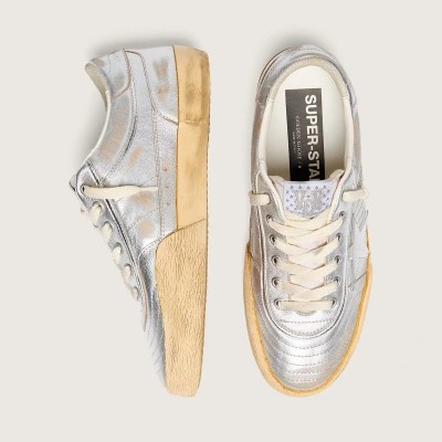Golden Goose Super-Star Lab In Metallic Nappa With Silver Tpu Star Golden Goose Super-Star Lab In Metallic Nappa With Silver Tpu Star