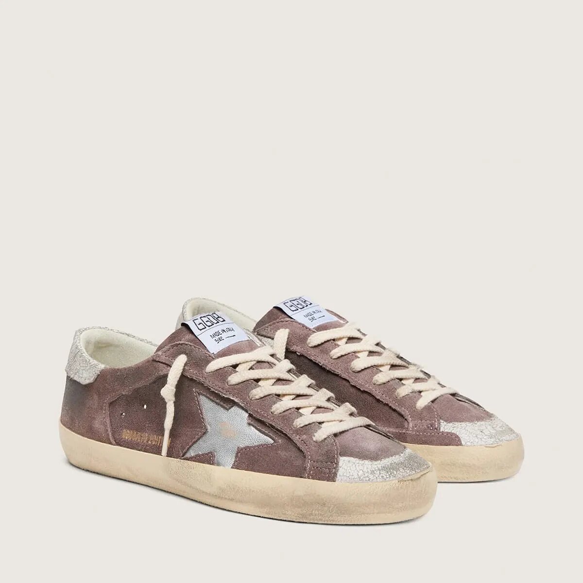 Golden Goose Super-Star Ltd In Lavender Suede With Silver Star Golden Goose Super-Star Ltd In Lavender Suede With Silver Star