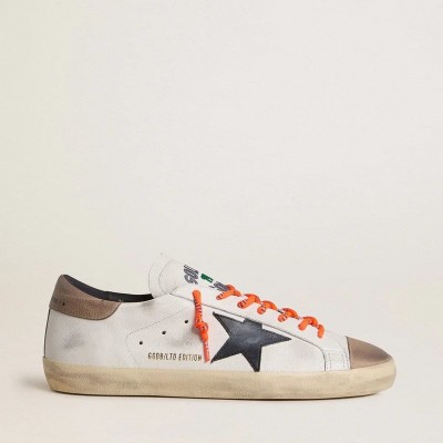 Golden Goose Super-Star Ltd In Leather With Black Leather Star And Beige Leather Heel Tab Golden Goose Super-Star Ltd In Leather With Black Leather Star And Beige Leather Heel Tab