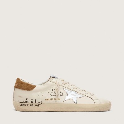 Golden Goose Super-Star Ltd In Nappa With Metallic Silver Star And All-Over Lettering