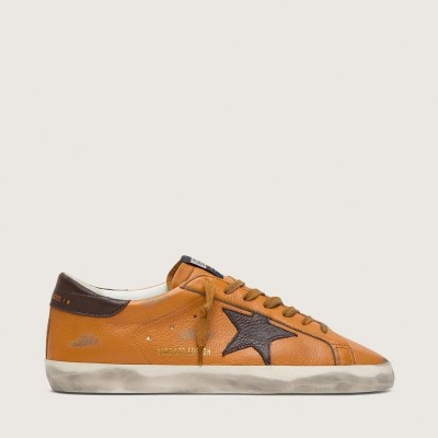 Golden Goose Super-Star Ltd In Orange Leather With Brown Star Golden Goose Super-Star Ltd In Orange Leather With Brown Star