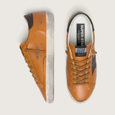 Golden Goose Super-Star Ltd In Orange Leather With Brown Star Golden Goose Super-Star Ltd In Orange Leather With Brown Star