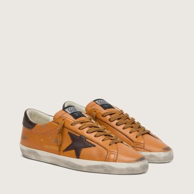 Golden Goose Super-Star Ltd In Orange Leather With Brown Star Golden Goose Super-Star Ltd In Orange Leather With Brown Star