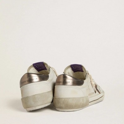 Golden Goose Super-Star Ltd In Suede With Brown Leather Star And Metallic Leather Heel Tab Golden Goose Super-Star Ltd In Suede With Brown Leather Star And Metallic Leather Heel Tab