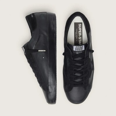 Golden Goose Super-Star In Black Nappa With Suede Details And Black Foxing Golden Goose Super-Star In Black Nappa With Suede Details And Black Foxing