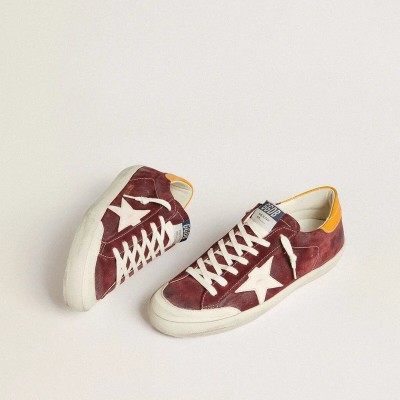 Golden Goose Super-Star In Brick-Red Suede With White Leather Star And Animal-Print Heel Tab Golden Goose Super-Star In Brick-Red Suede With White Leather Star And Animal-Print Heel Tab