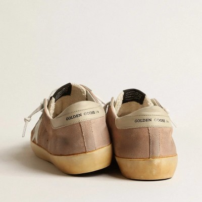 Golden Goose Super-Star In Brown And Green Suede With White Nappa Leather Star Golden Goose Super-Star In Brown And Green Suede With White Nappa Leather Star