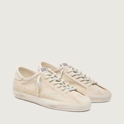 Golden Goose Super-Star In Cream Suede With Perforated Star And Bead Insert Golden Goose Super-Star In Cream Suede With Perforated Star And Bead Insert