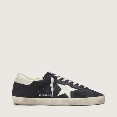 Golden Goose Super-Star In Dark Blue Suede With White Star Golden Goose Super-Star In Dark Blue Suede With White Star