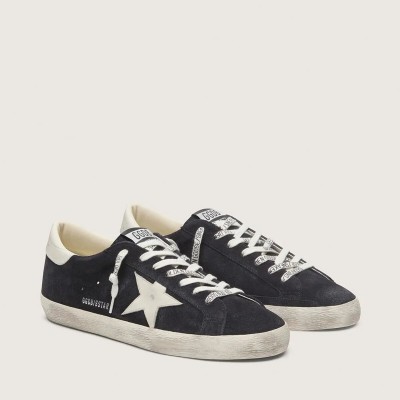 Golden Goose Super-Star In Dark Blue Suede With White Star Golden Goose Super-Star In Dark Blue Suede With White Star