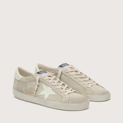 Golden Goose Super-Star In Light Gray Suede With White Leather Star Golden Goose Super-Star In Light Gray Suede With White Leather Star
