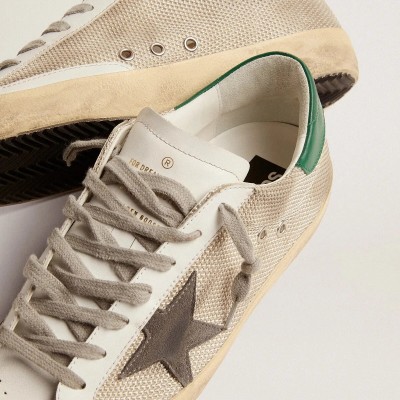 Golden Goose Super-Star In Light Silver Mesh With Gray Star Golden Goose Super-Star In Light Silver Mesh With Gray Star