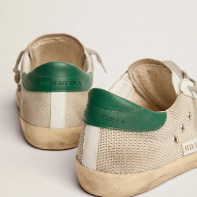 Golden Goose Super-Star In Light Silver Mesh With Gray Star Golden Goose Super-Star In Light Silver Mesh With Gray Star