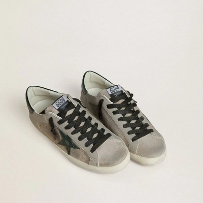Golden Goose Super-Star In Nappa And Suede With Green Croc-Print Leather Star Golden Goose Super-Star In Nappa And Suede With Green Croc-Print Leather Star