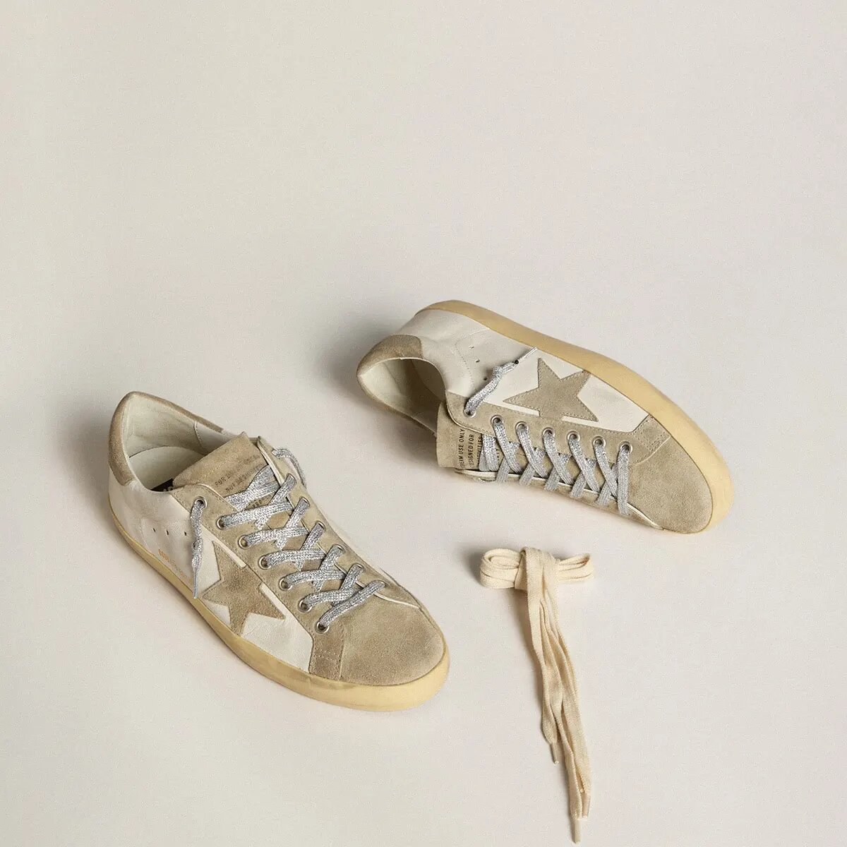 Golden Goose Super-Star In Nappa With Ice-Gray Suede Star And Black Embroidery Golden Goose Super-Star In Nappa With Ice-Gray Suede Star And Black Embroidery