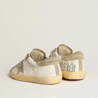 Golden Goose Super-Star In Nappa With Ice-Gray Suede Star And Black Embroidery Golden Goose Super-Star In Nappa With Ice-Gray Suede Star And Black Embroidery