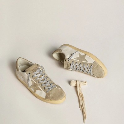 Golden Goose Super-Star In Nappa With Ice-Gray Suede Star And Black Embroidery Golden Goose Super-Star In Nappa With Ice-Gray Suede Star And Black Embroidery