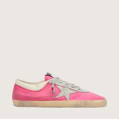 Golden Goose Super-Star In Neon Pink Nylon With Light Gray Suede Star Golden Goose Super-Star In Neon Pink Nylon With Light Gray Suede Star