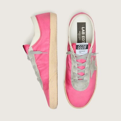 Golden Goose Super-Star In Neon Pink Nylon With Light Gray Suede Star Golden Goose Super-Star In Neon Pink Nylon With Light Gray Suede Star