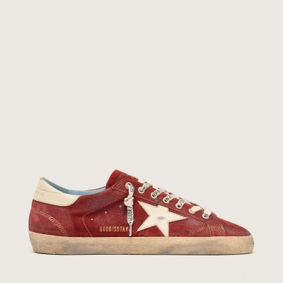 Golden Goose Super-Star In Red Suede With Cream Leather Star Golden Goose Super-Star In Red Suede With Cream Leather Star