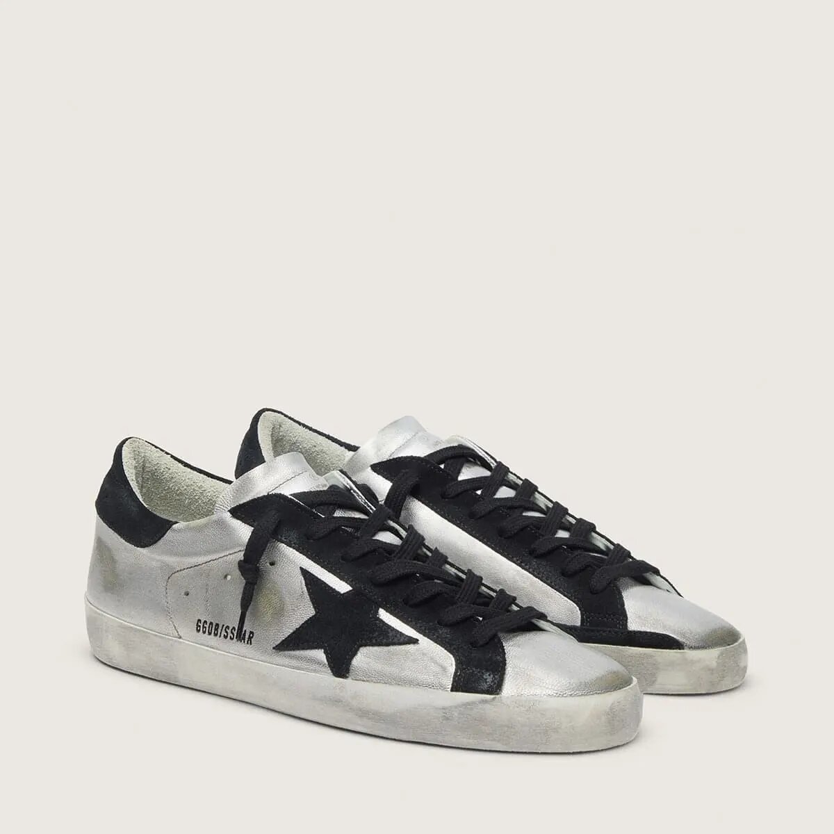 Golden Goose Super-Star In Silver Leather Golden Goose Super-Star In Silver Leather