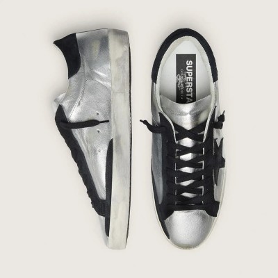 Golden Goose Super-Star In Silver Leather Golden Goose Super-Star In Silver Leather