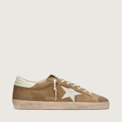 Golden Goose Super-Star In Tobacco Suede With White Leather Star Golden Goose Super-Star In Tobacco Suede With White Leather Star