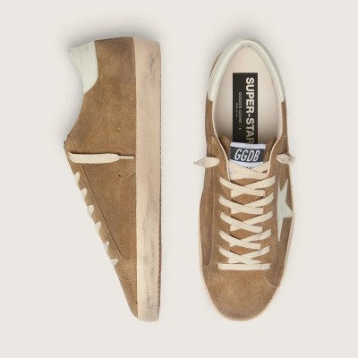 Golden Goose Super-Star In Tobacco Suede With White Leather Star Golden Goose Super-Star In Tobacco Suede With White Leather Star