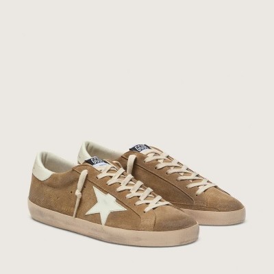 Golden Goose Super-Star In Tobacco Suede With White Leather Star Golden Goose Super-Star In Tobacco Suede With White Leather Star