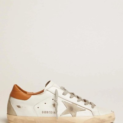 Golden Goose Super-Star Sneakers With Suede Star And Brown Heel Tab Golden Goose Super-Star Sneakers With Suede Star And Brown Heel Tab